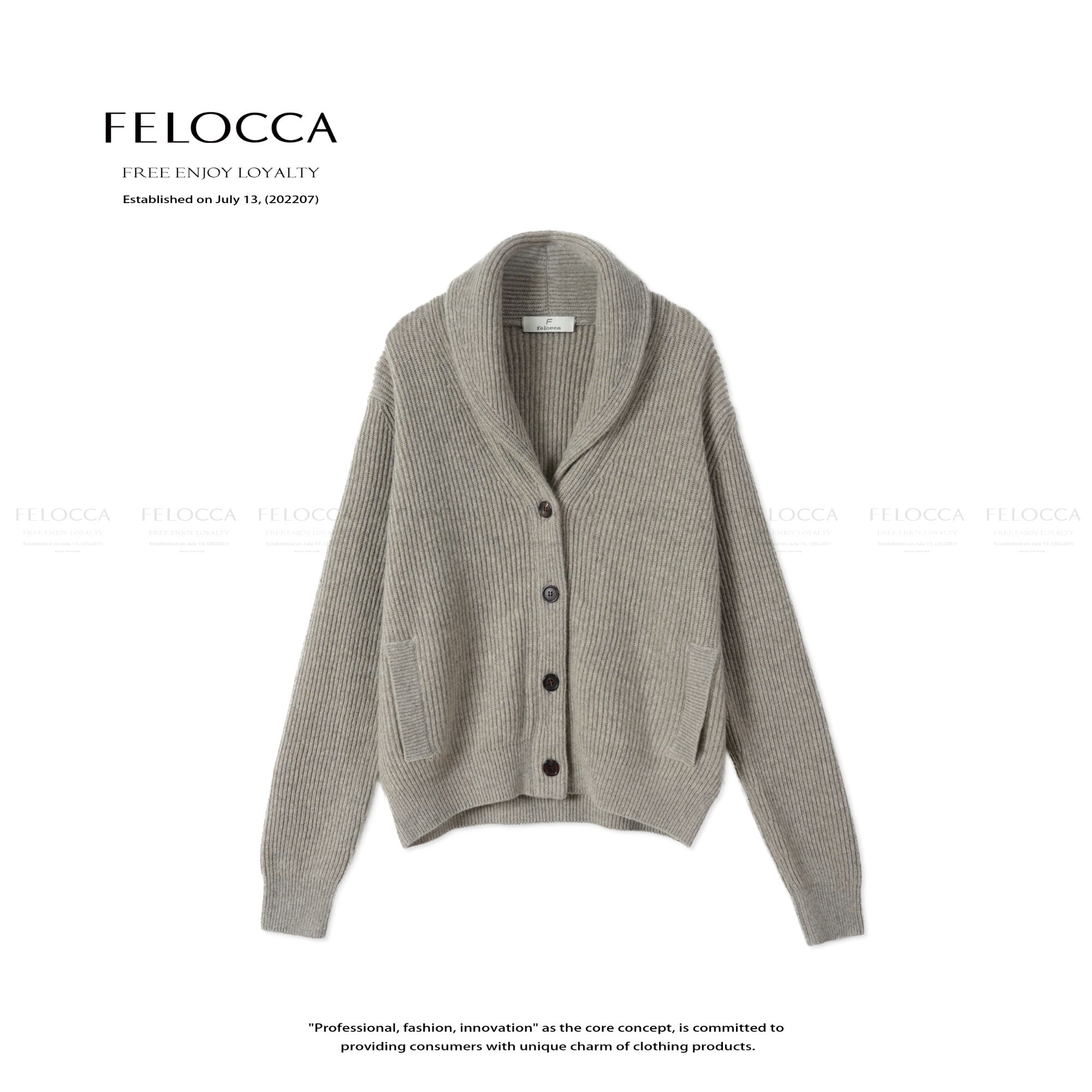 【FELOCCA】时尚大翻领单排扣毛衣宽松百搭外套BA-C4159