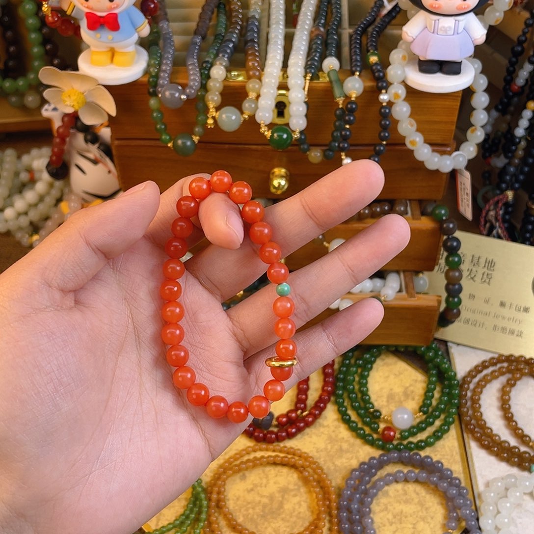 南红玛瑙单圈手串未镶嵌