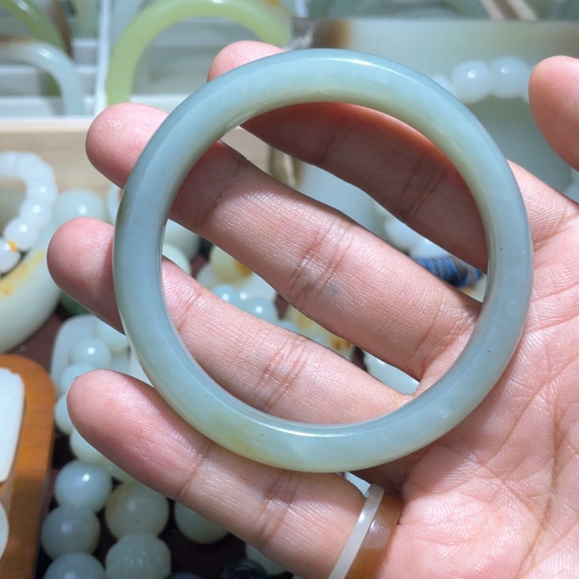 【闪购商品】未镶嵌手链和田玉（白玉）