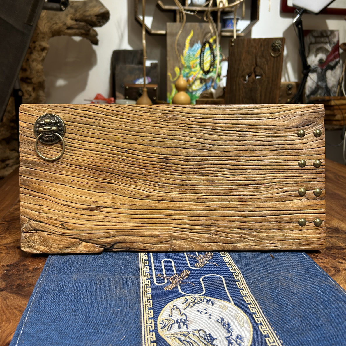 侘寂风老榆木风化干泡台茶台茶桌摆件禅意复古茶室必备随机发货