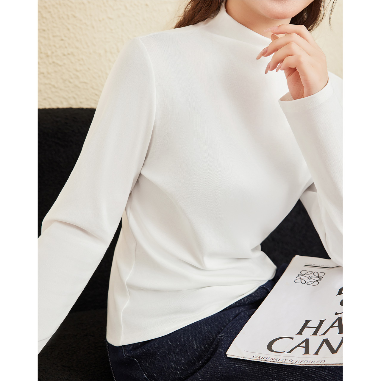 IEF/爱依服【微胖】大码女装2025秋季新款简约纯色通勤百搭打底衣