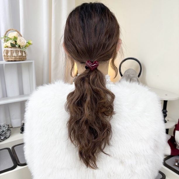 L868夕洛爱心红色简约气质韩版发圈高档头绳发绳头饰发饰