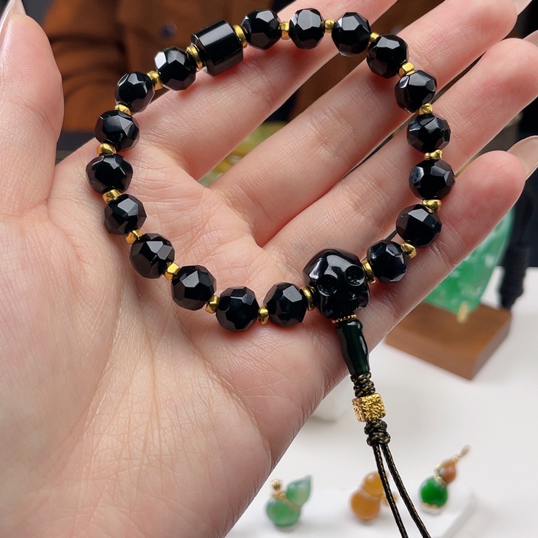 翡翠未镶嵌手串墨翠手串