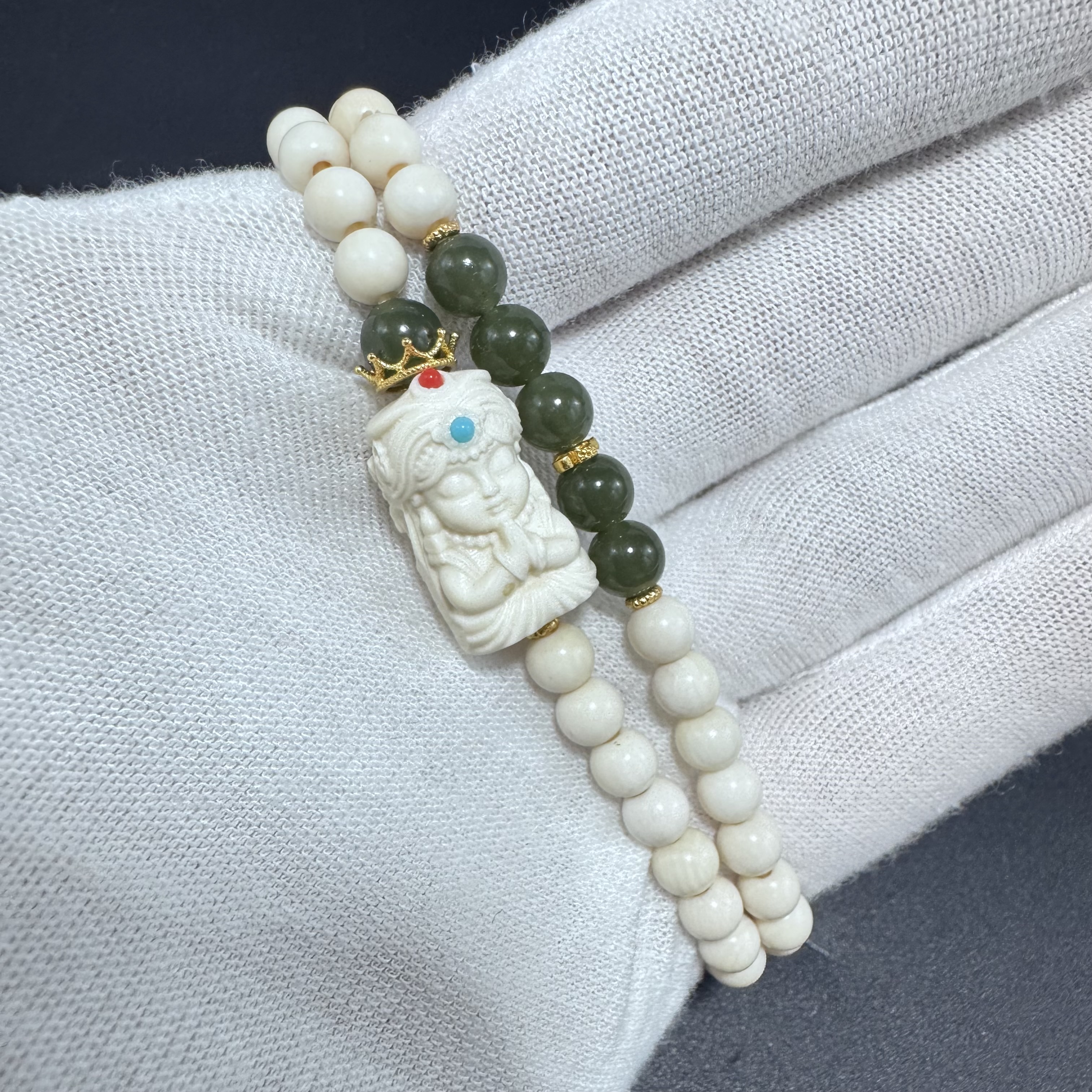 【DIY设计款】DIY0013天然猛犸牙吊坠手链冰料精品