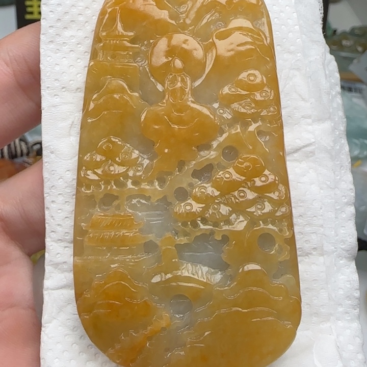 翡翠颈饰未镶嵌山水悟道