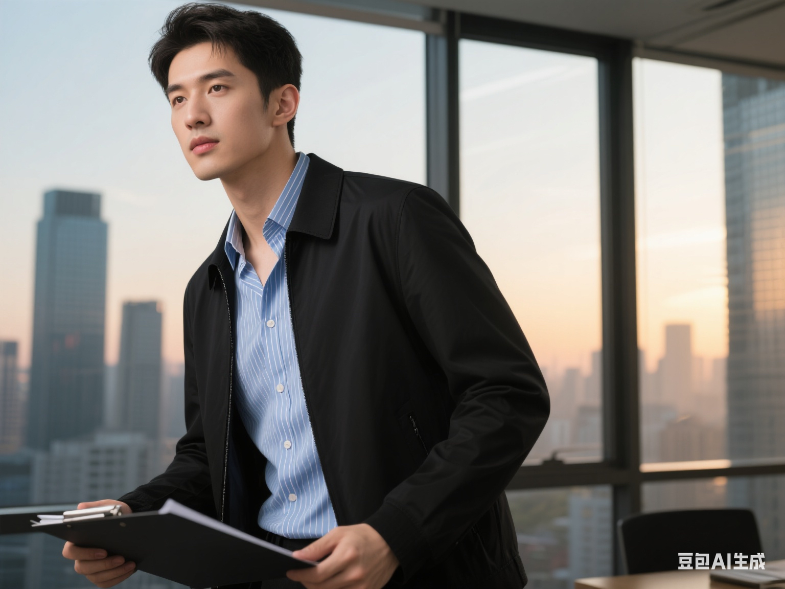 21号秋季商务休闲翻领男士商务单夹克春季上衣青中年男士简约经典