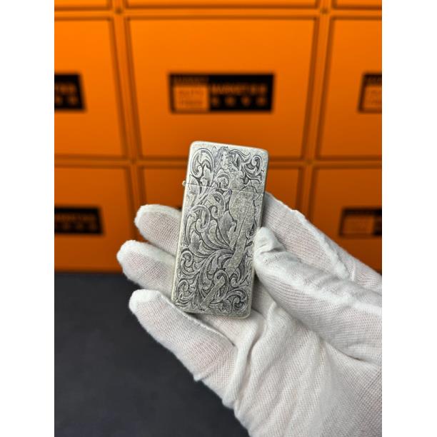 ZORRO佐罗爆款古银精雕人物超薄超窄质感煤油打火机（需自备油）