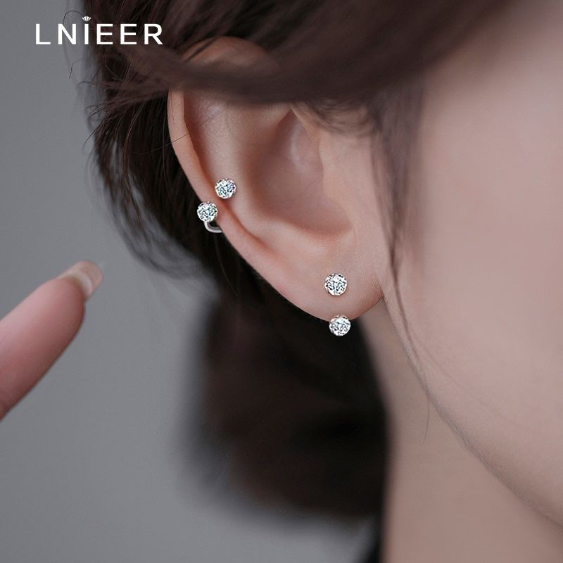 足银耳饰 轻奢【银喜生】足银纯银双头捷克砖耳骨耳钉耳环