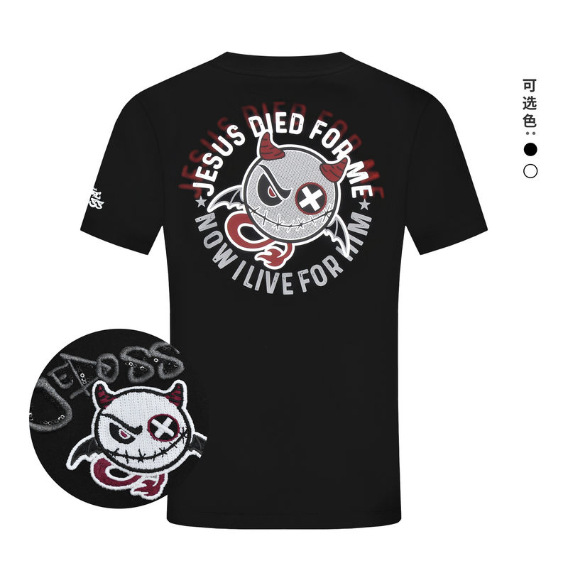 JEDOSS/爵迪斯2025夏季商场同款男士恶魔胶印圆领短袖T恤修身855
