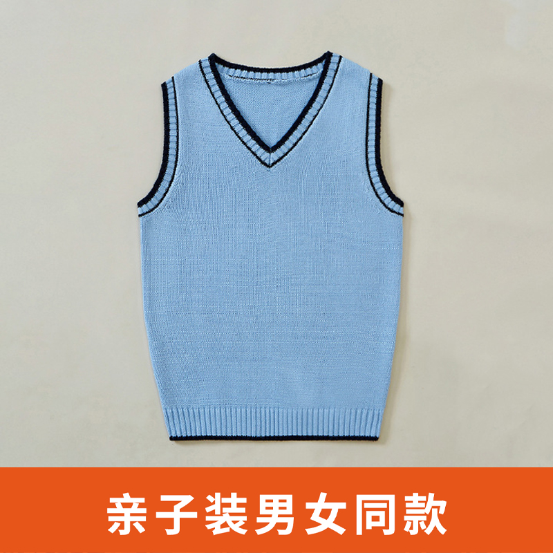 经典耐看撞色学院风针织衫亲子装简约领口简约款舒适亲肤洋气上衣