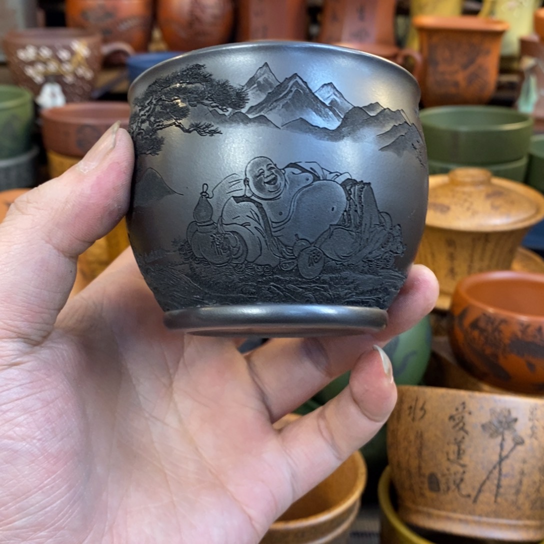 紫砂杯子宜兴全手工紫砂杯