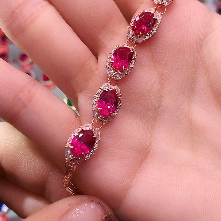 红宝石手链银S925镶嵌