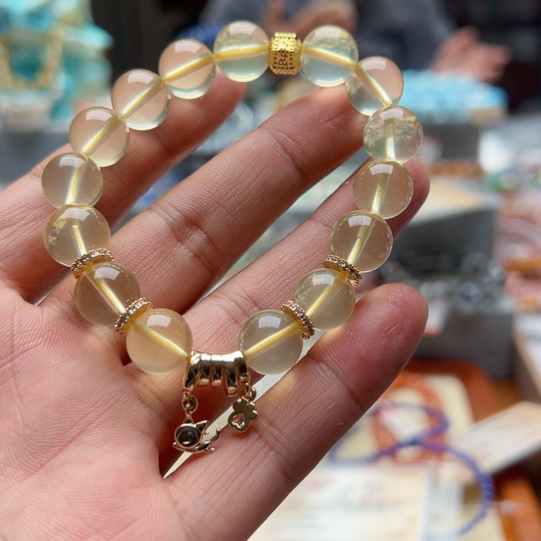 未镶嵌手链水晶柠檬黄diy