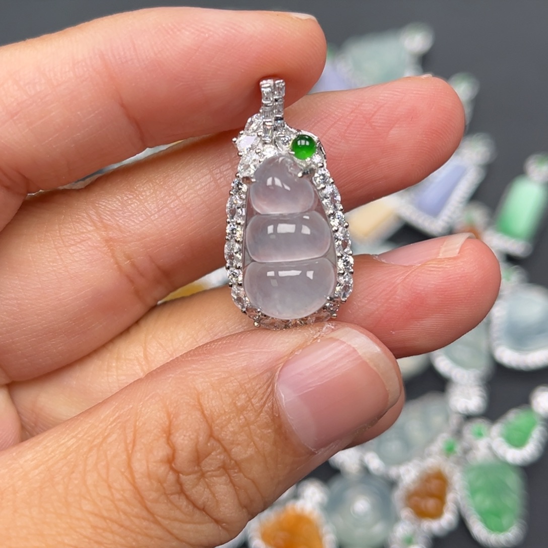 翡翠银S925镶嵌吊坠(不含链)