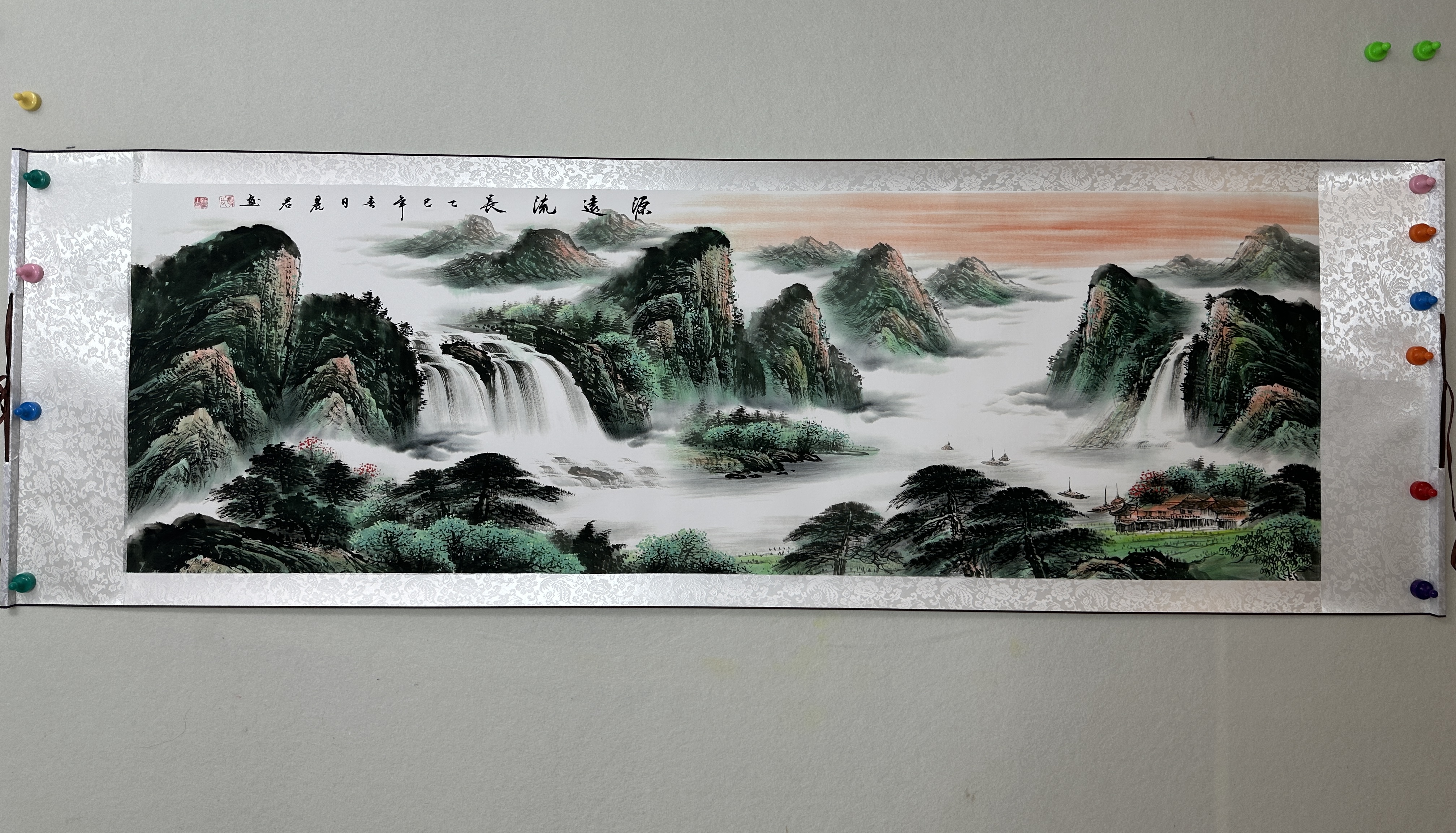 《源远流长》横幅中式卷轴风格国画适用于客厅书房茶室装饰