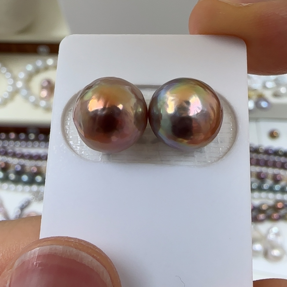 耳饰银S925镶嵌淡水珍珠