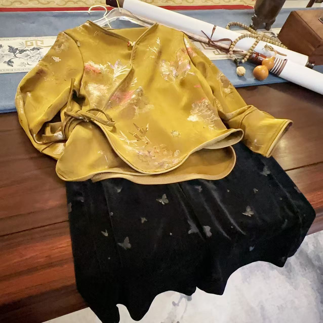 安大秋童装【金玉满堂】2025年国风春夏款儿童国风旗袍套装YF865