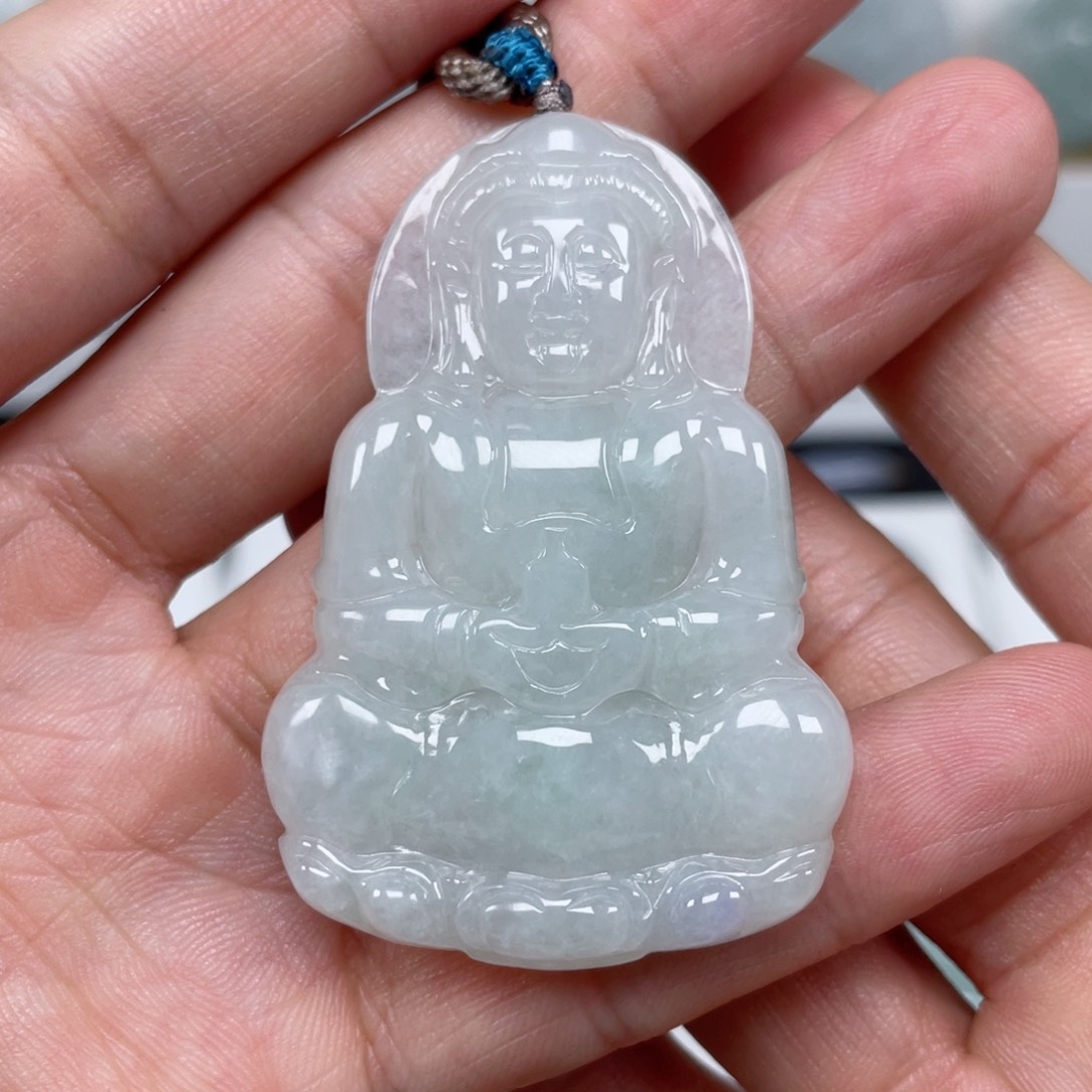 翡翠颈饰未镶嵌天然翡翠A货观音87号