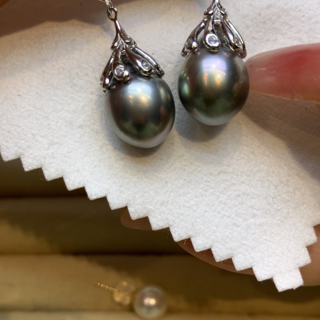 银S925镶嵌耳饰海水珍珠