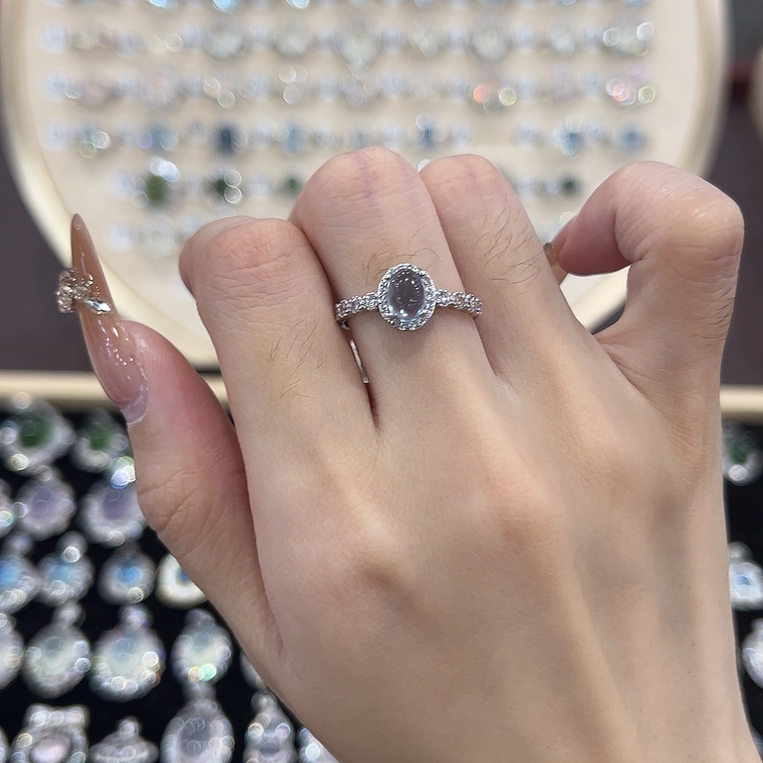 啦***噜蛇纹石玉银S925镶嵌戒指