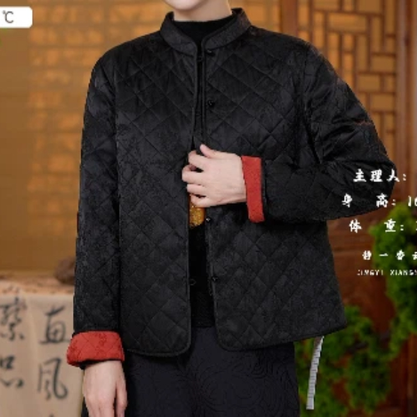 静一 双面穿夹袄 2681869新中式复古重磅桑蚕丝棉服 立领