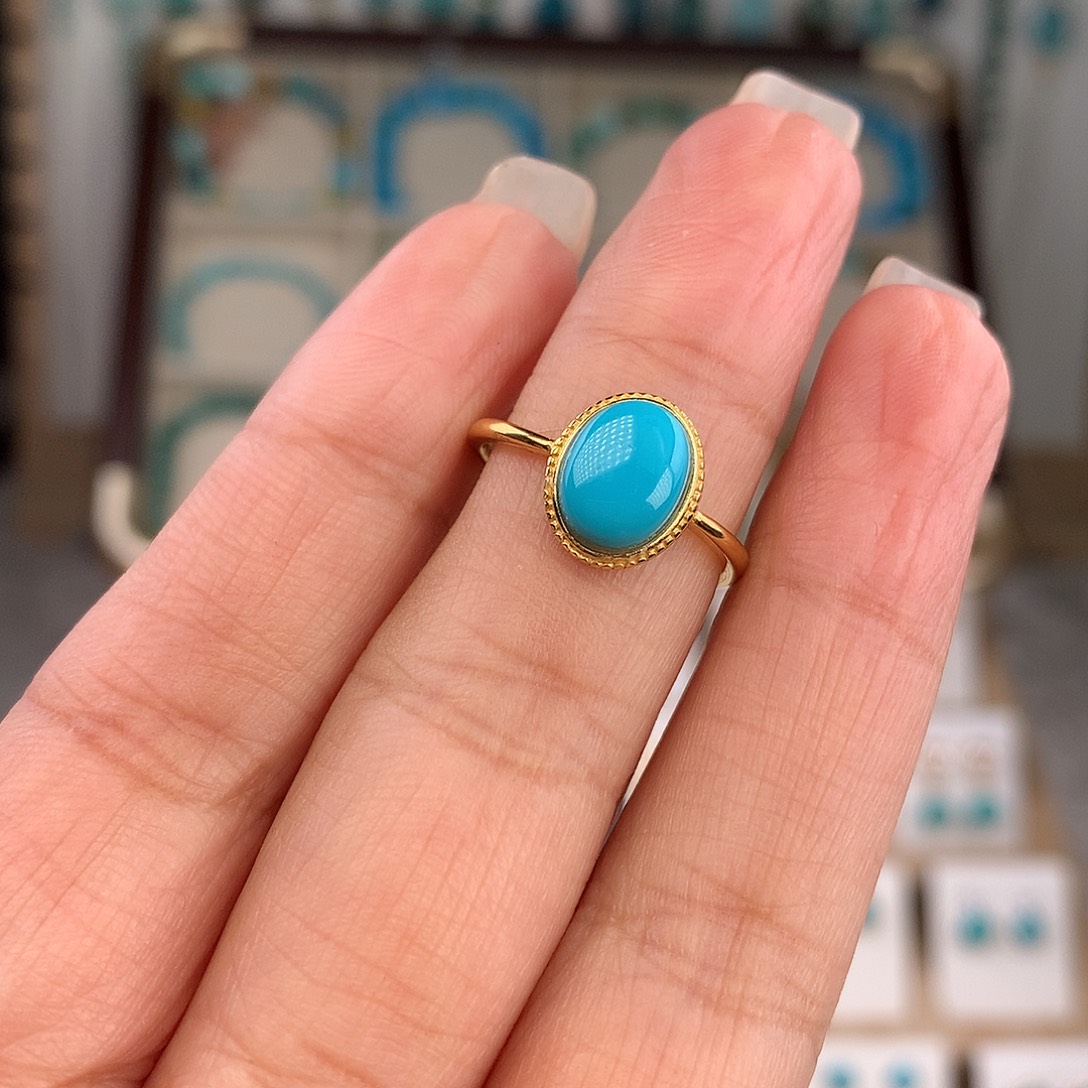 绿松石银S925镶嵌戒指