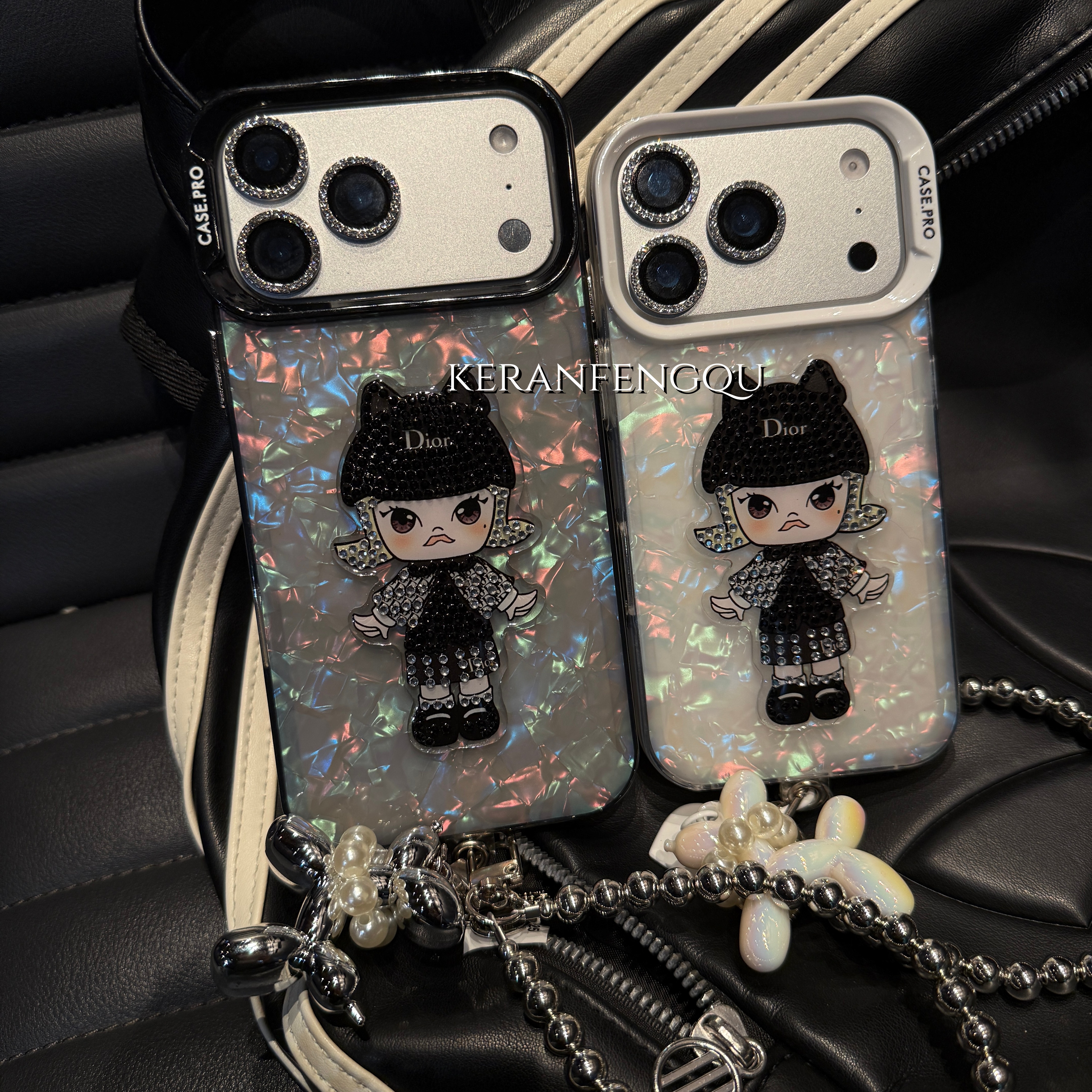 闪钻小女孩电镀防摔适用苹果17Promax/16潮牌/15网红同款机保护壳