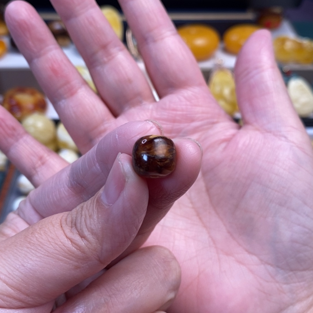 未镶嵌琥珀裸石沁色老型单珠11.3