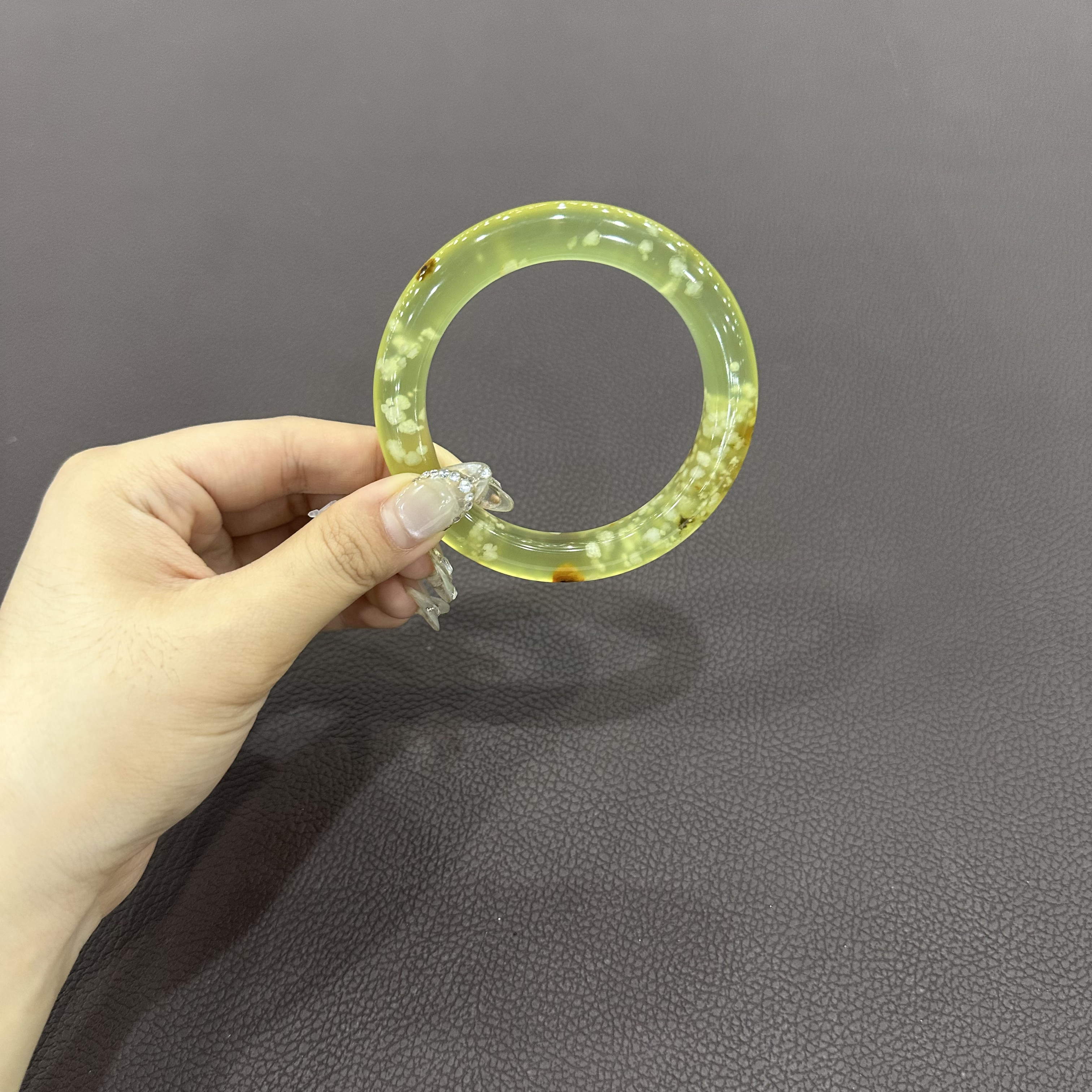 天然岫玉爆米花圈口58-59宽12厚11