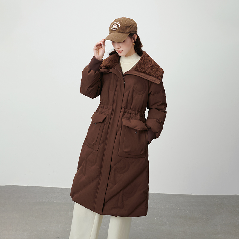 艾莱依冬季新款时尚羊羔毛领女加厚保暖韩版潮流外套1466