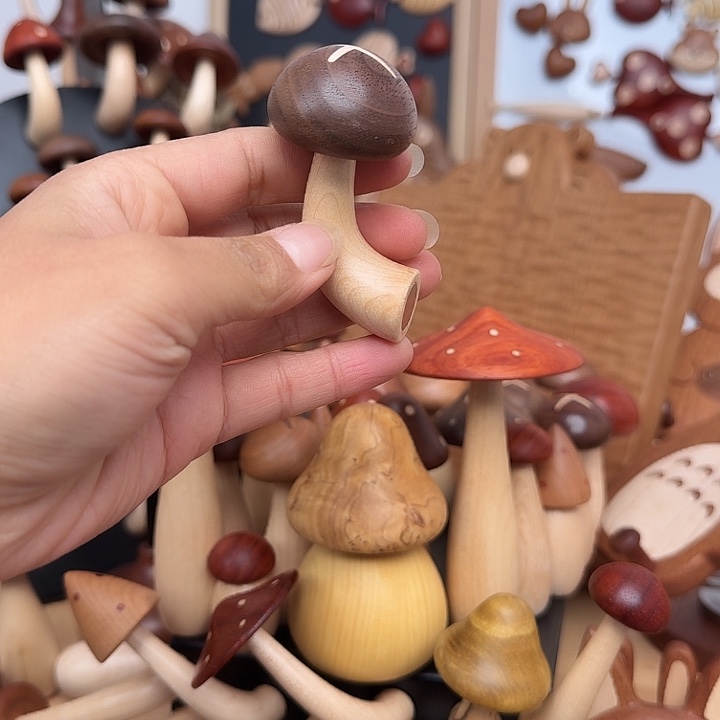 木黑胡桃木蘑菇冰箱贴一个