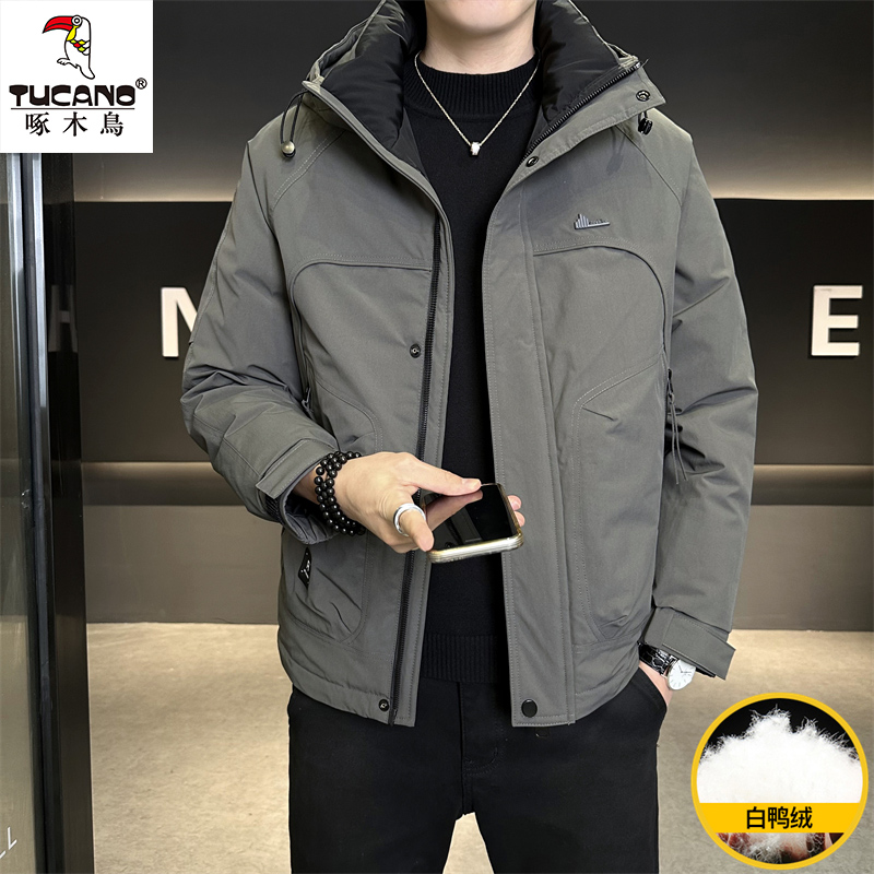 TUCANO/啄木鳥2025冬季新款连帽男士保暖时尚休闲字母羽绒服外套