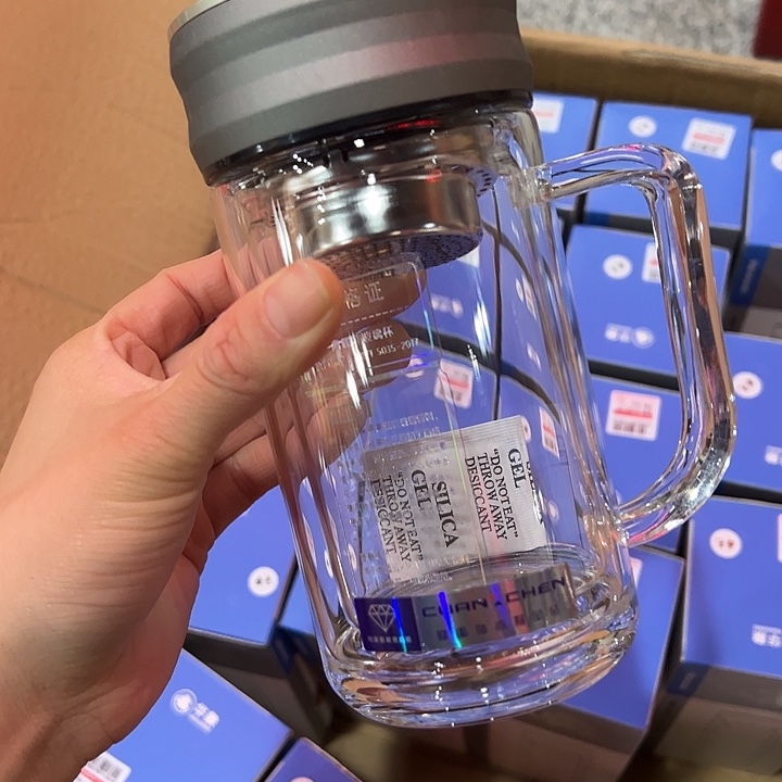 沃鑫双层玻璃杯3003008213灰色微瑕