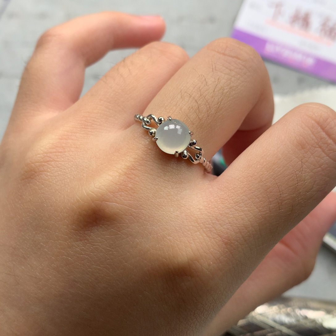 翡翠银S925镶嵌戒指戒指