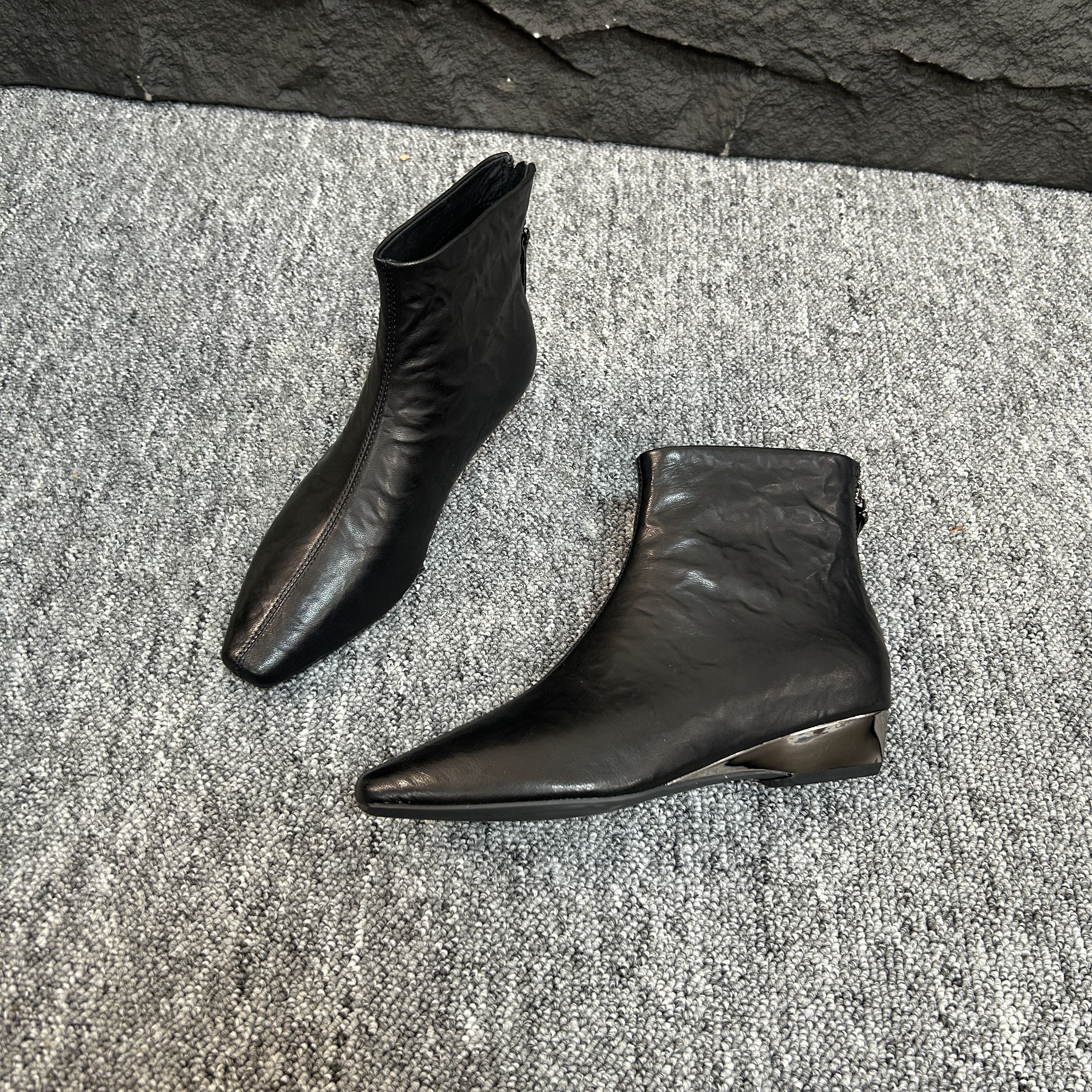 陈老板-羊皮3公分/轻奢经典百搭真皮短靴女鞋时尚秋冬靴子S888