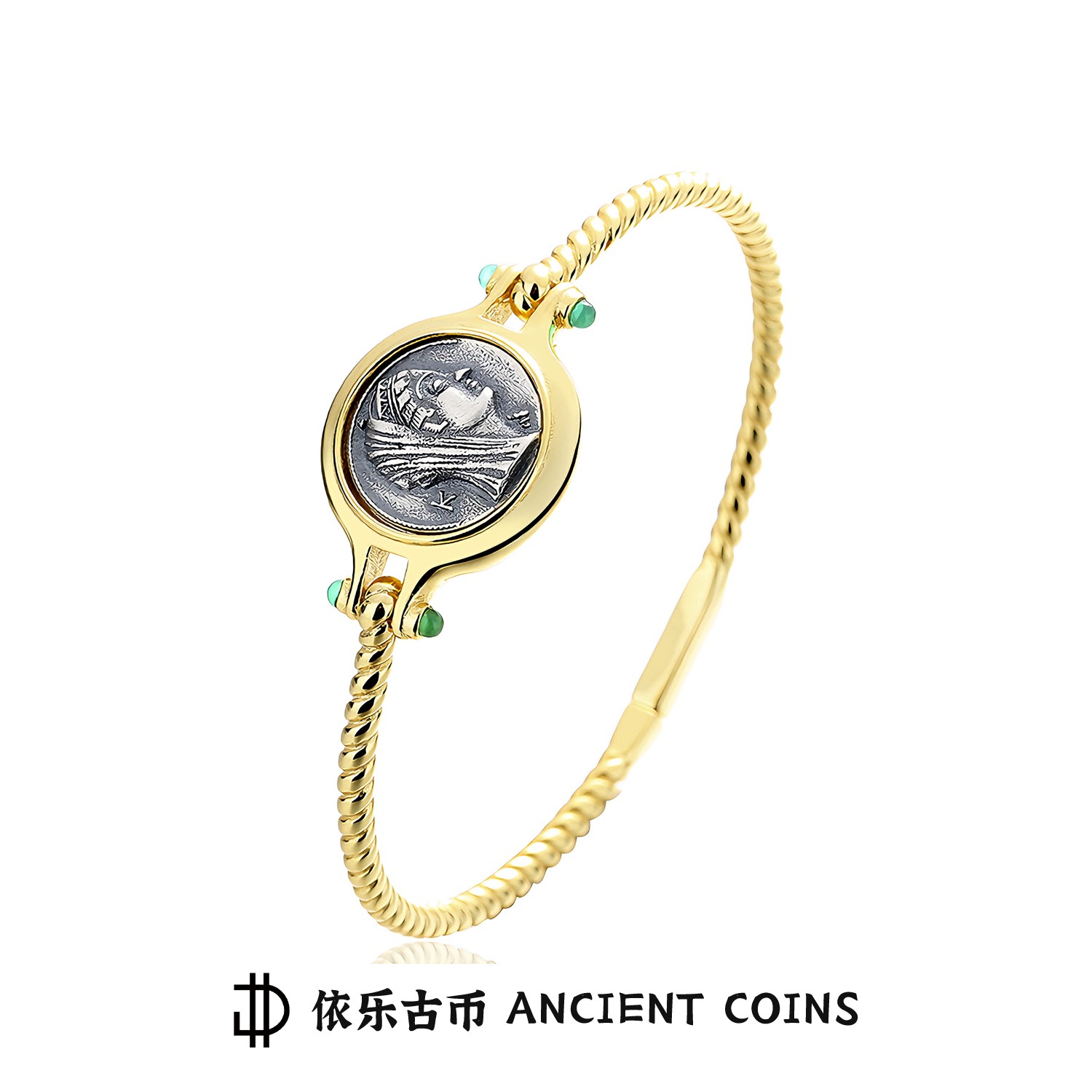 925银手镯 【埃及王后】轻奢古币手环高级感复古开口可闭合银币饰品