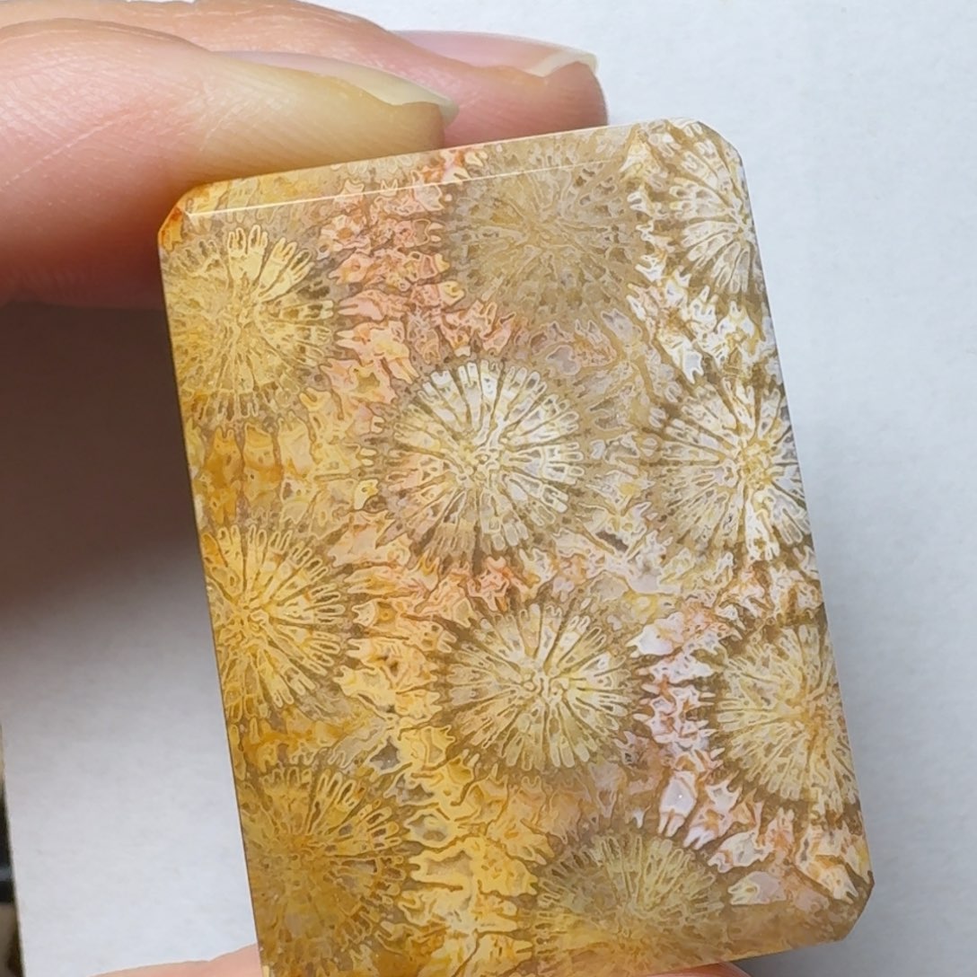 硅化玉黄飘粉美大花，可盘未镶嵌