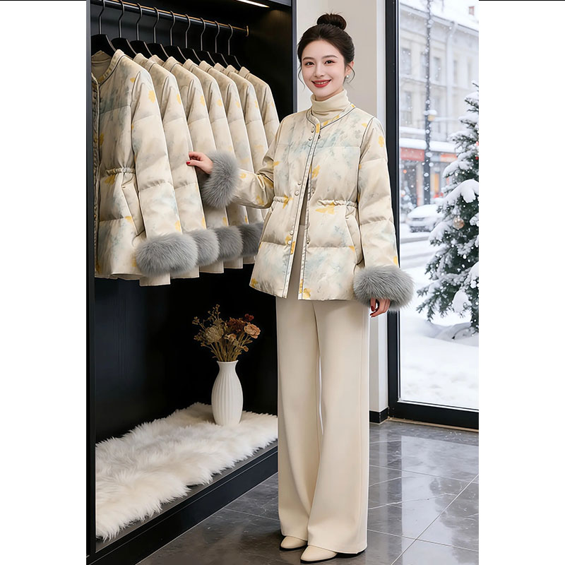 兹伊翰【倾国倾城】高级感洋气提花加厚棉服女2025冬季新款保暖棉衣