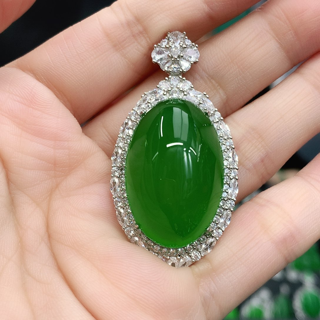 银S925镶嵌吊坠玛瑙/玉髓