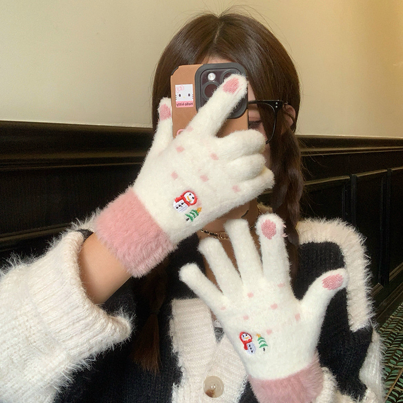 手套女冬季冬天可爱女生加绒加厚学生可触屏女士骑车防寒保暖骑行