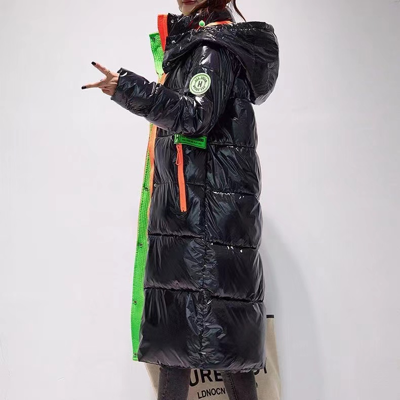 【Y012】亮面羽绒棉长款过膝宽松加大加厚冬装免洗棉衣外套