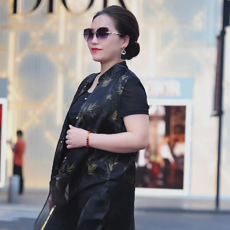 美爱《风度翩翩》春装中装时尚复古国风纱女装开衫中长款外套W307