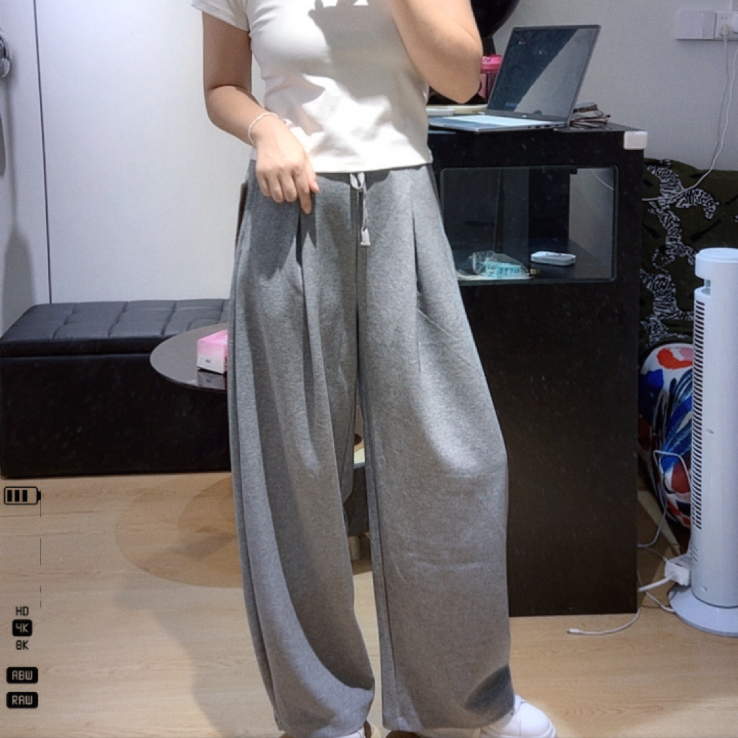 秋季新款高腰慵懒风宽松阔腿女裤百搭垂坠感拖地长裤