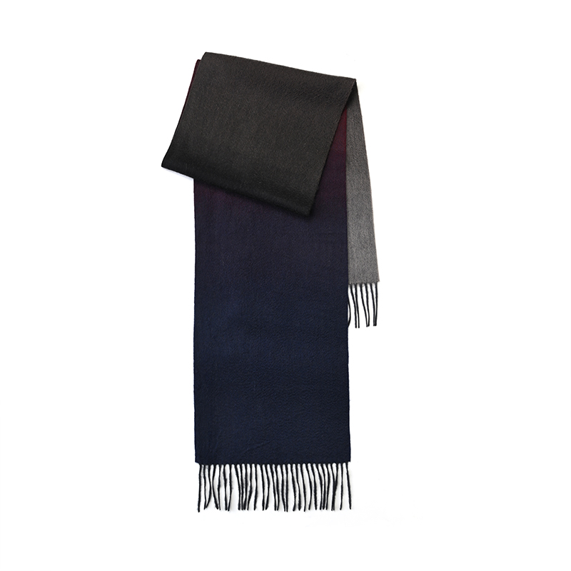 璞宿 100%山羊绒双面双色渐变流苏围巾 56018