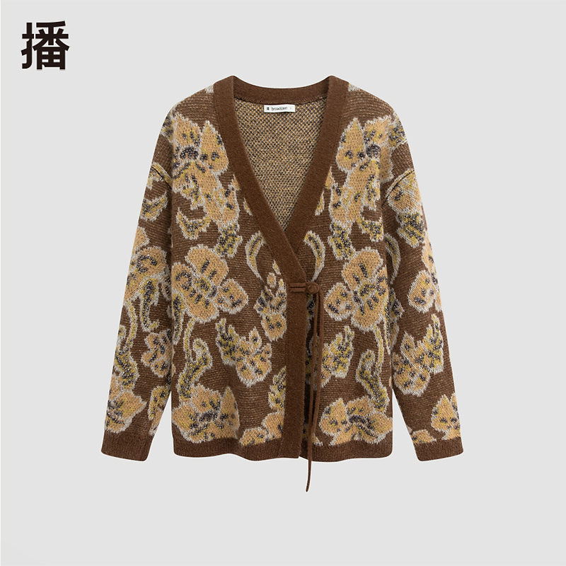 1227【赵老板专属】播印花时尚复古提花开衫BDQ4UD1227