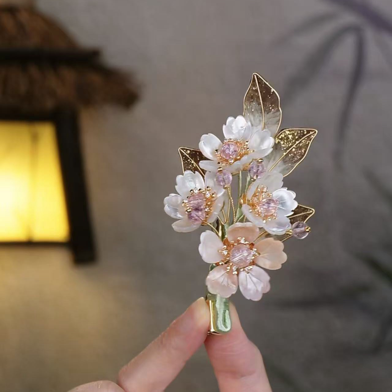 锦簪阁《结凝妆》浮力碟贝古风发梳发钗掩鬓纯铜高保色百搭发饰