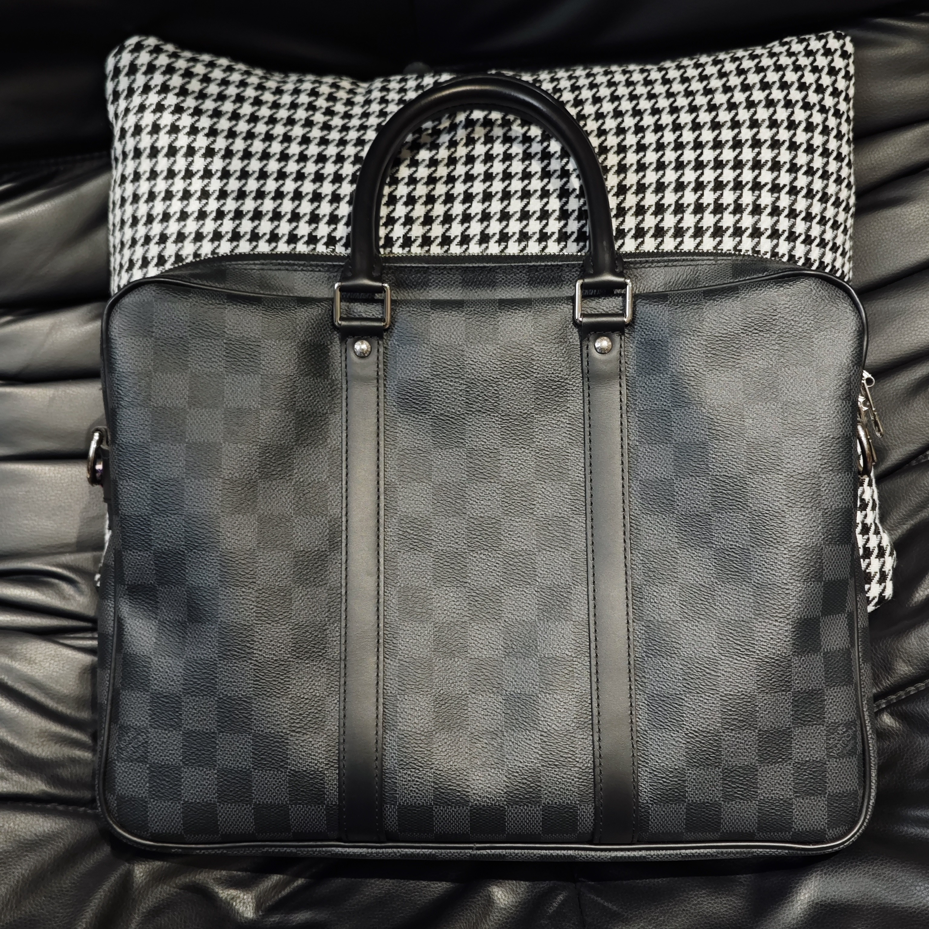 99新 LouisVuitton/路易威登 奢品阁/LV/棋盘格男士手提包无肩带