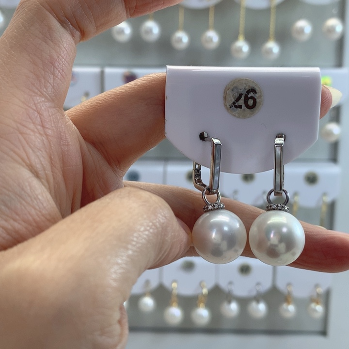 淡水珍珠耳饰银S925镶嵌