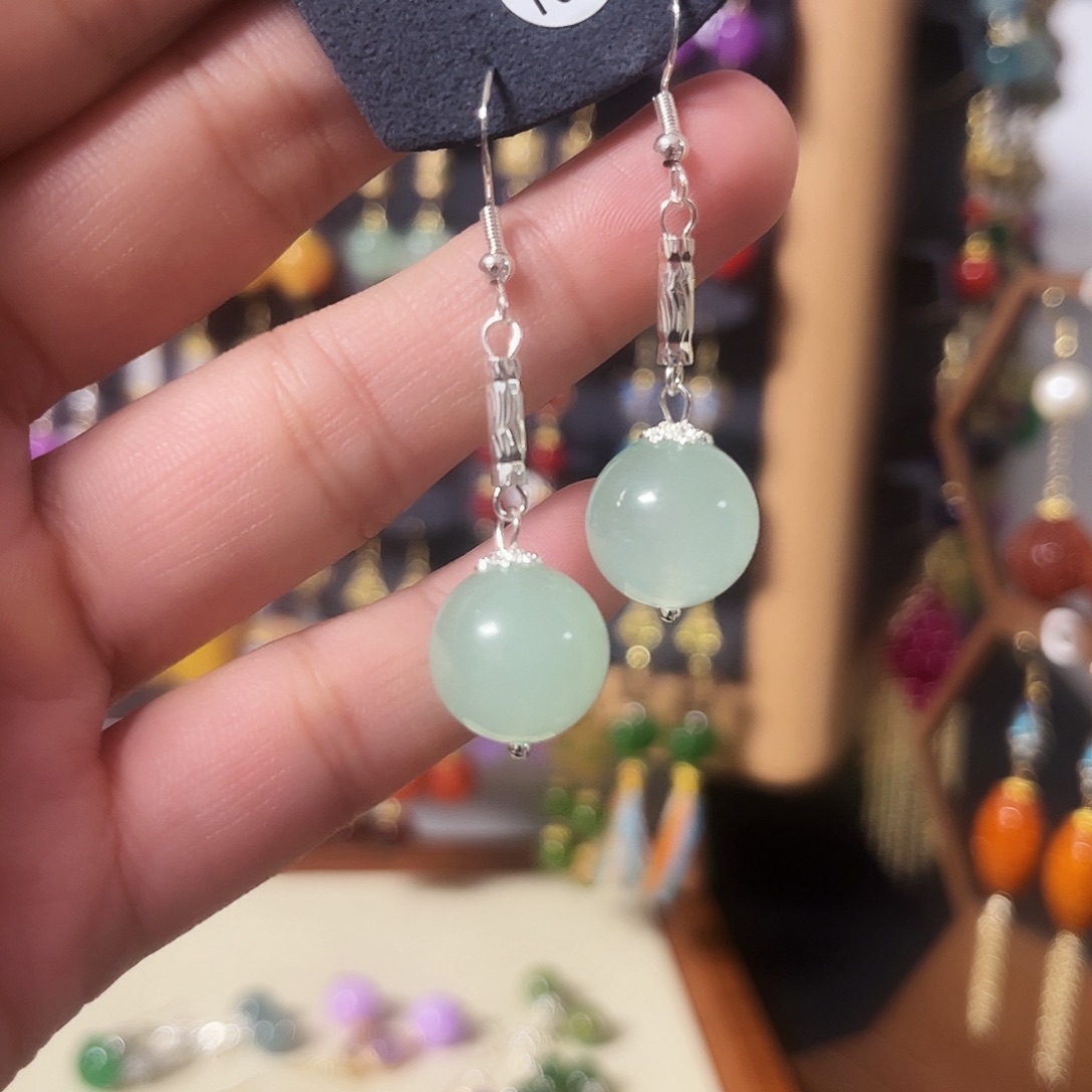 锆石纯铜925银耳饰