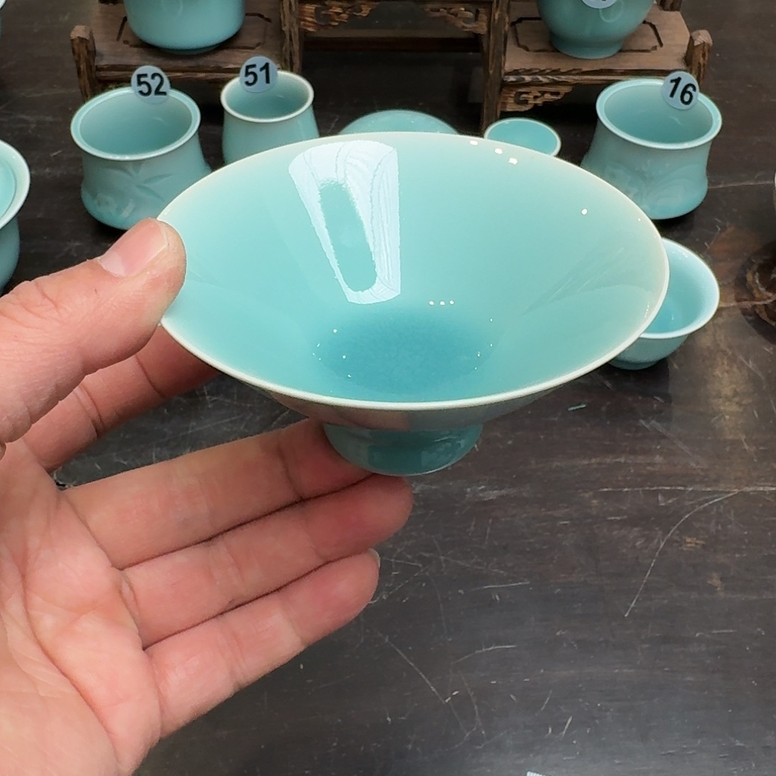 龙泉窑青瓷南宋老釉福利斗笠杯